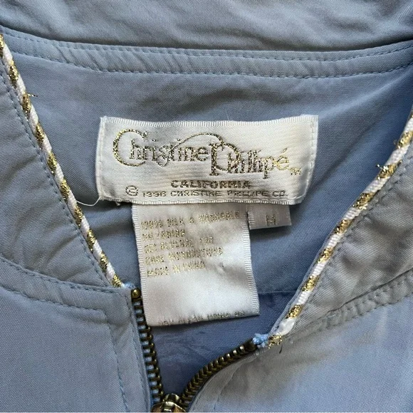 Vintage Christine Phillipe Blue Nautical Silk Bomber Jacket - Picture 2 of 7